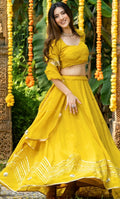 Agni Yellow Crepe Lehenga Set