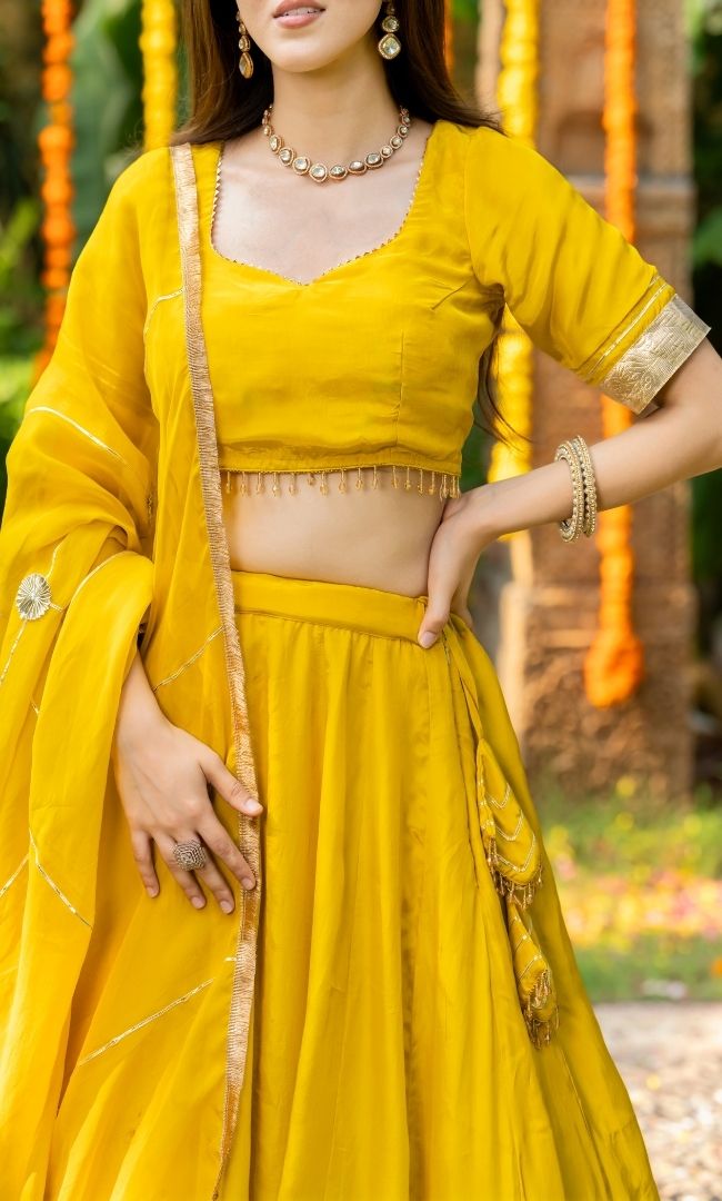 Agni Yellow Crepe Lehenga Set