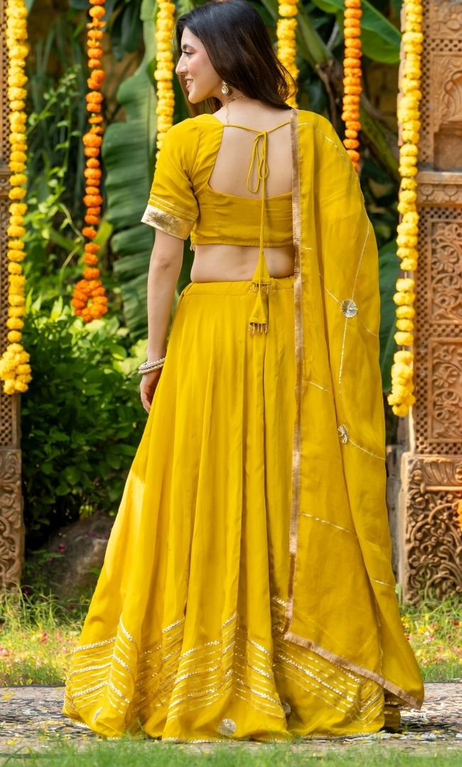 Agni Yellow Crepe Lehenga Set