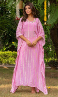 BABY PINK MIRROR WORK KAFTAN SET