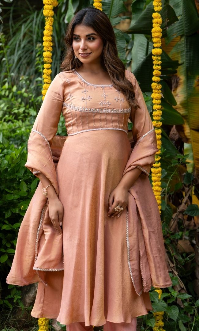 Adhira Peach Anarkali Set