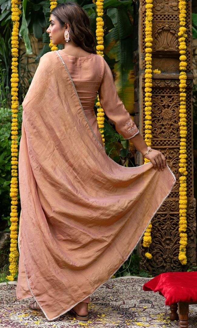 Adhira Peach Anarkali Set