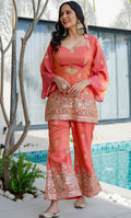Anjum Zari Peach Set