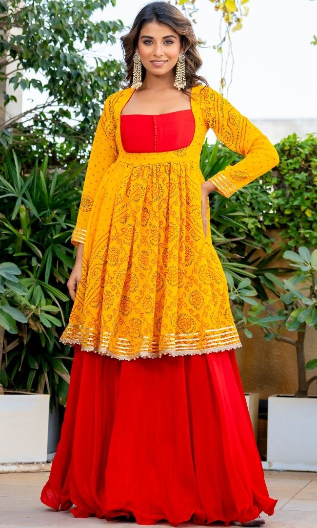 Alana Yellow Ethnic Skirt Set