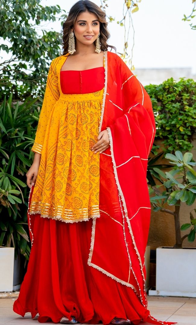 Alana Yellow Ethnic Skirt Set