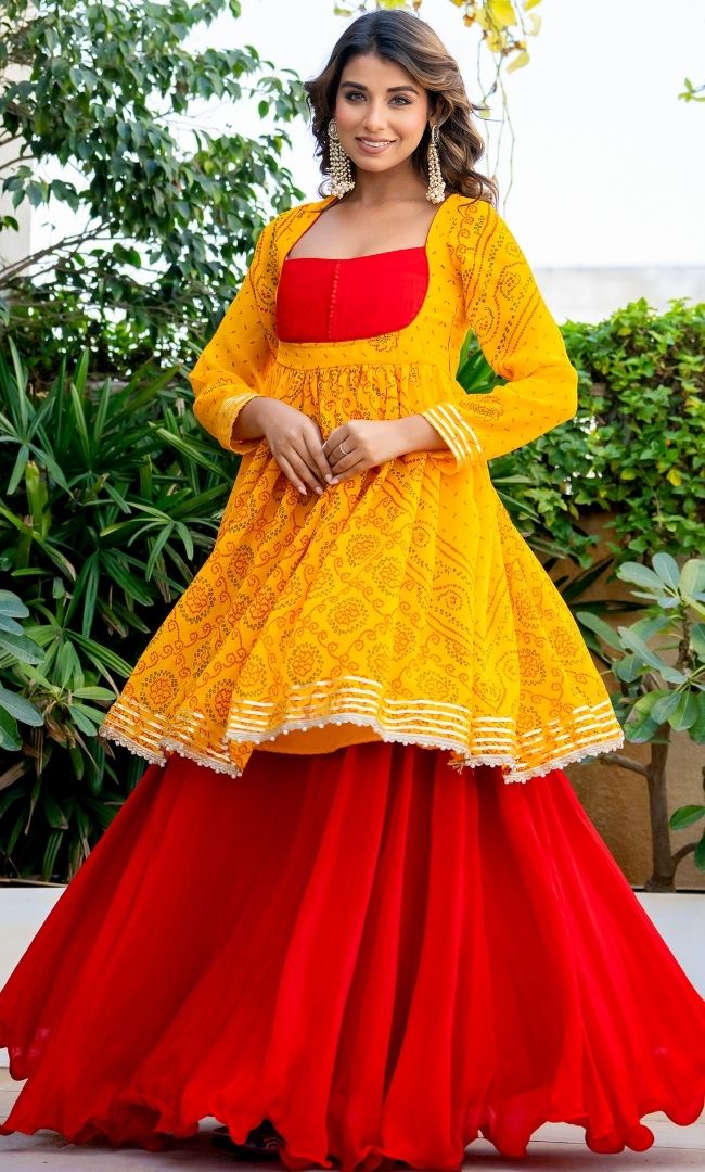 Alana Yellow Ethnic Skirt Set