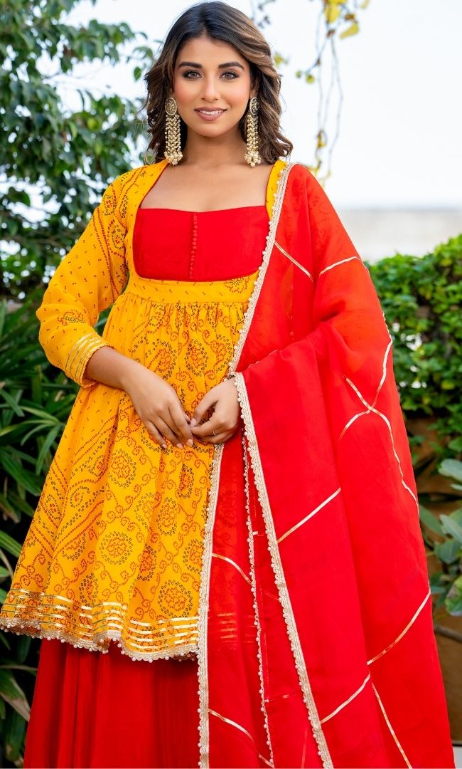 Alana Yellow Ethnic Skirt Set