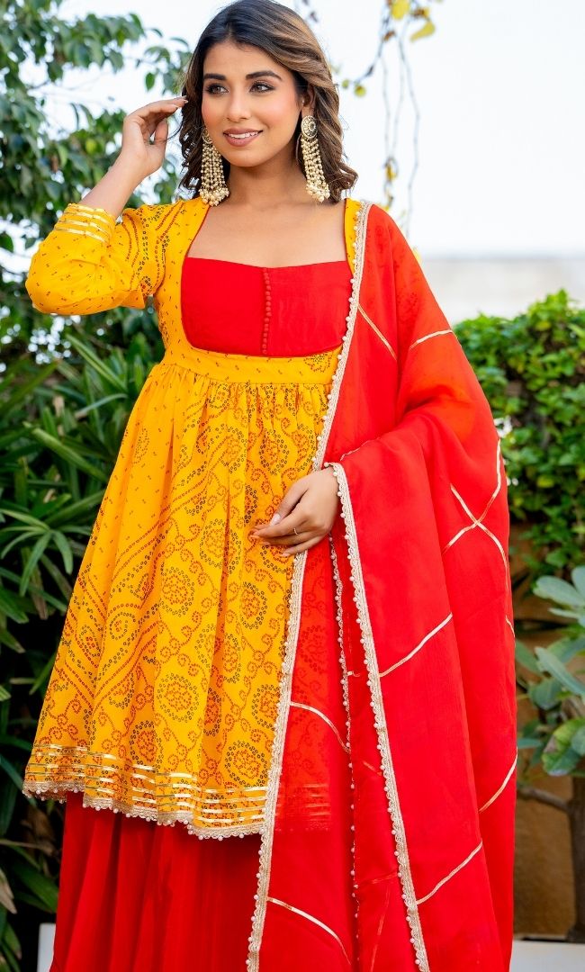 Alana Yellow Ethnic Skirt Set