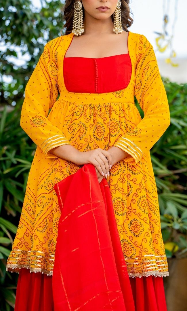 Alana Yellow Ethnic Skirt Set