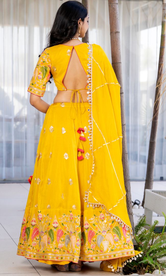 Aarzoo Yellow Tissue Lehenga