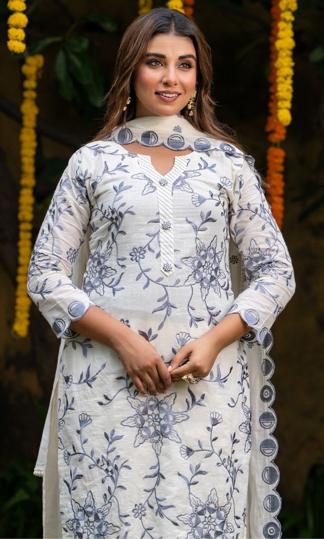 Ash Grace Embroidered Suit Set