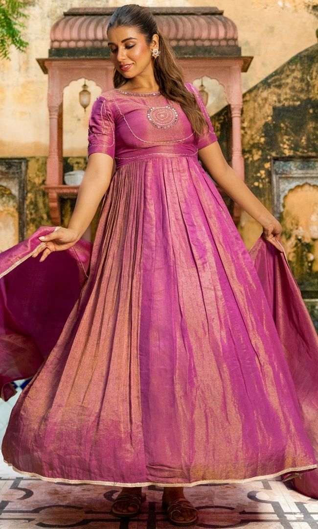 Amira Tissue Anarkali Set
