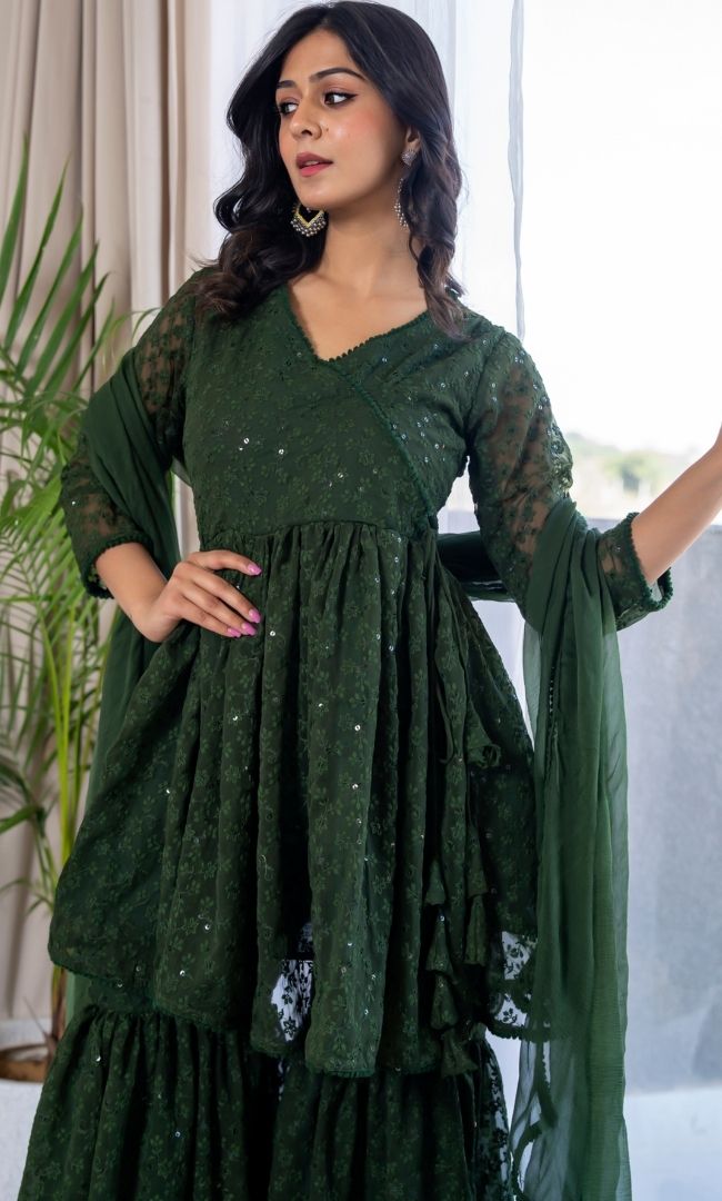 Berilo Green Sharara Set