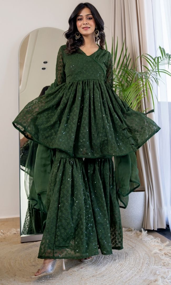 Berilo Green Sharara Set