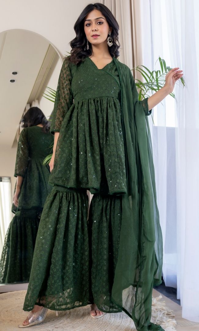 Berilo Green Sharara Set