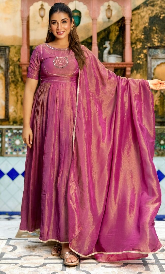Amira Tissue Anarkali Set