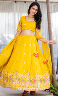 Aarzoo Yellow Tissue Lehenga