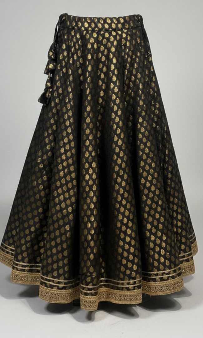 Black Banarasi Zari Lace Skirt
