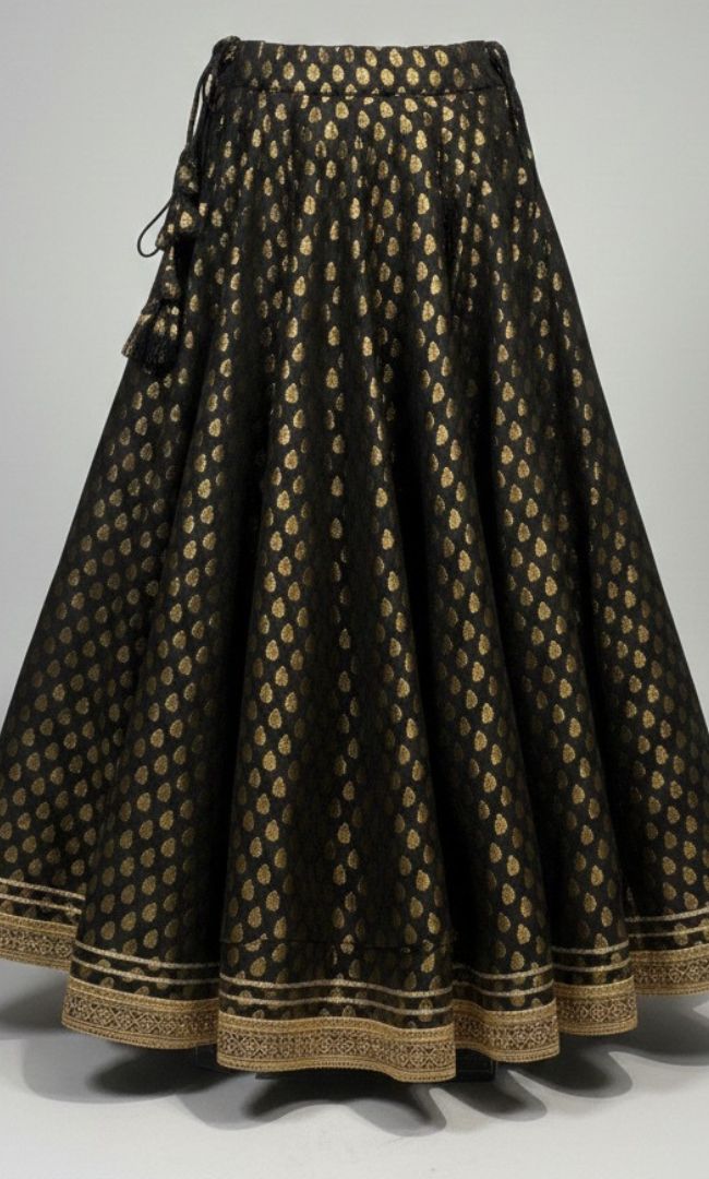 Black Banarasi Zari Lace Skirt