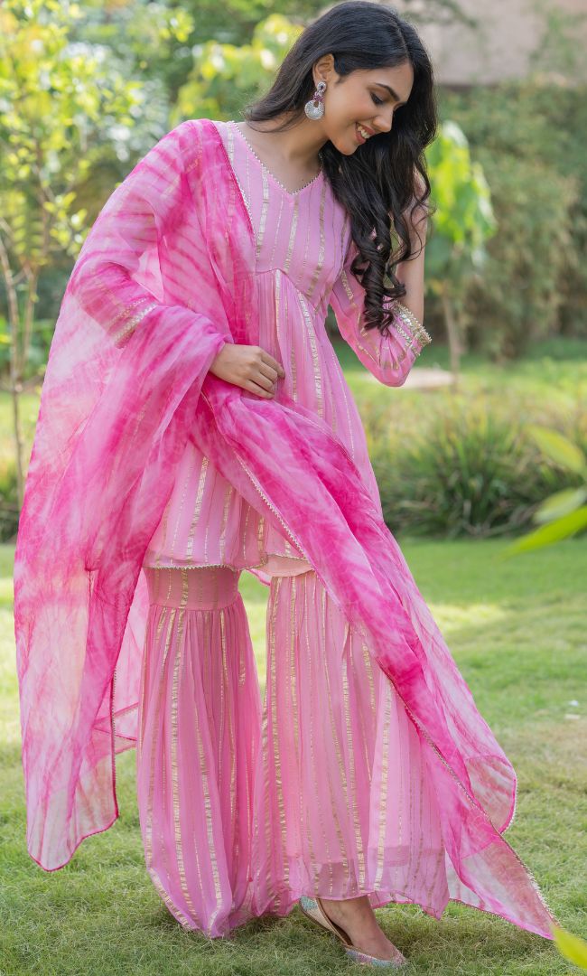 BABY PINK SHARARA SET