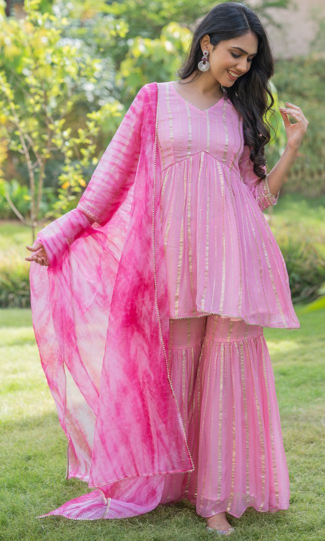 BABY PINK SHARARA SET