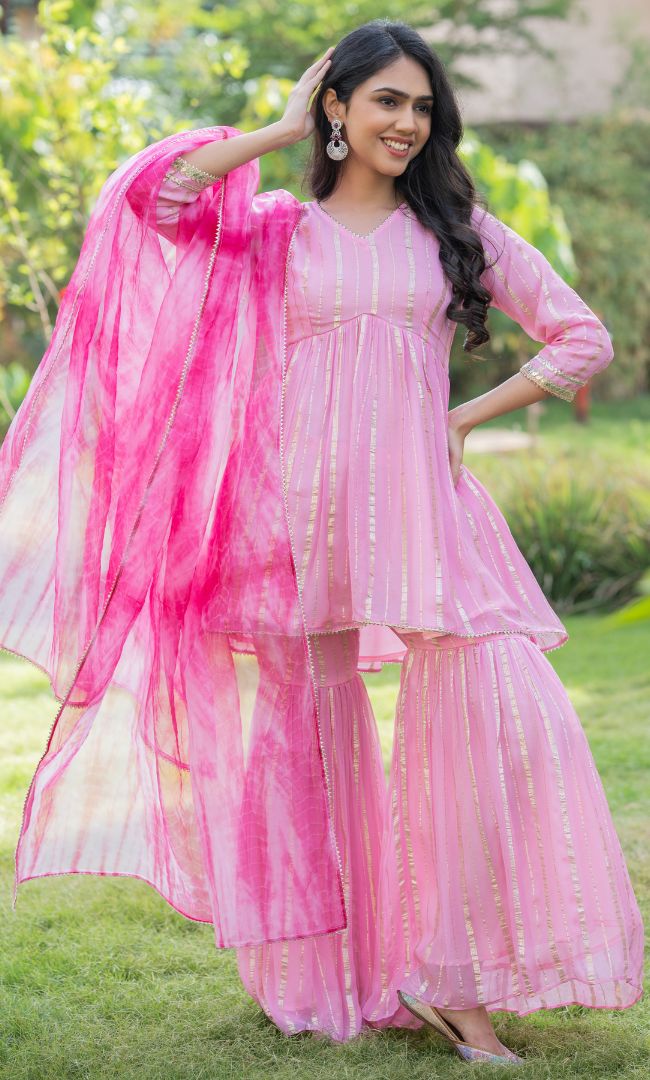 BABY PINK SHARARA SET