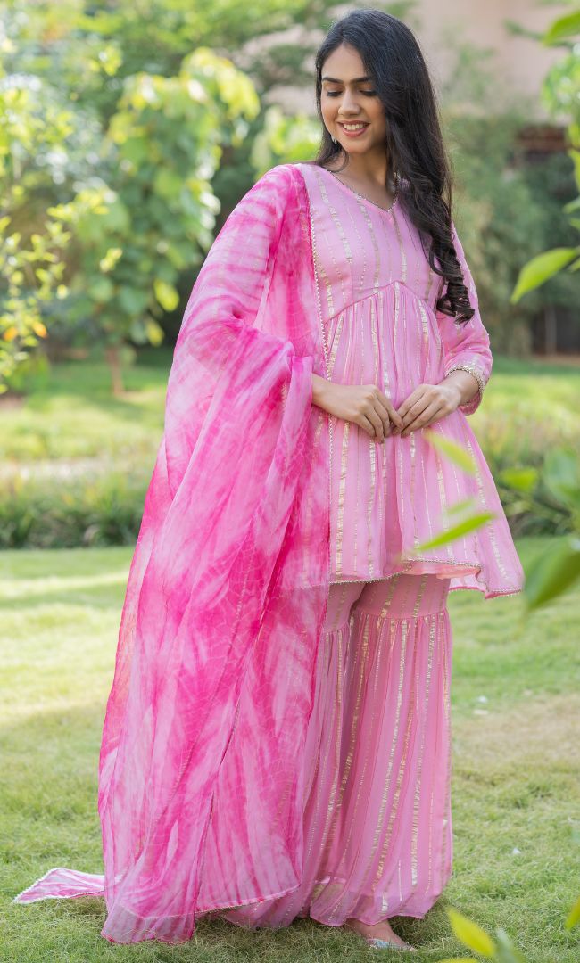 BABY PINK SHARARA SET