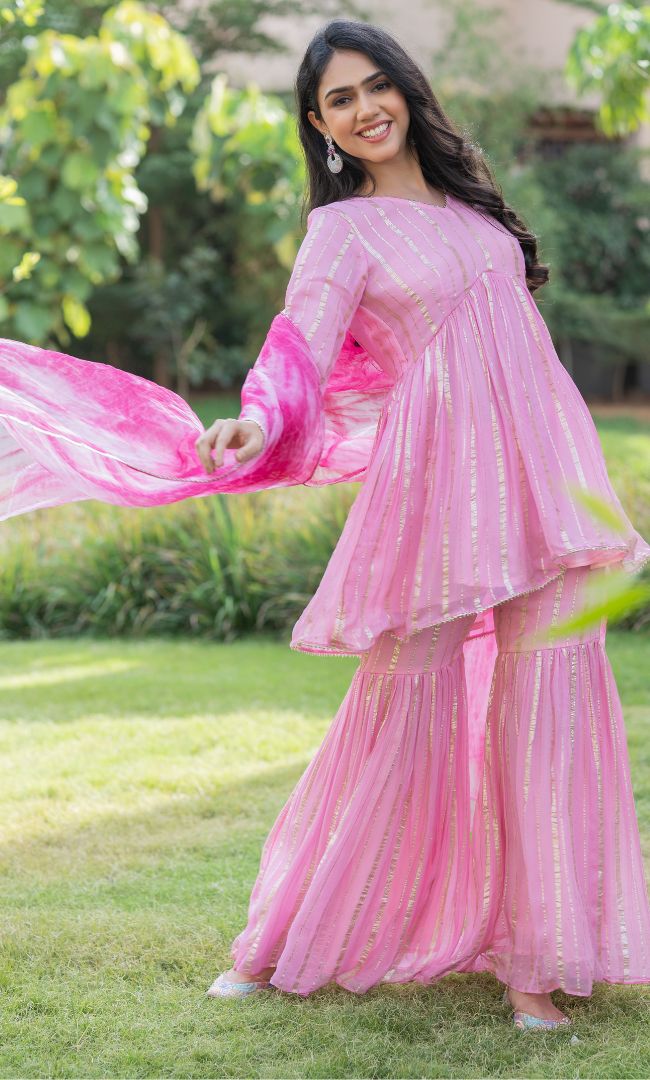 BABY PINK SHARARA SET
