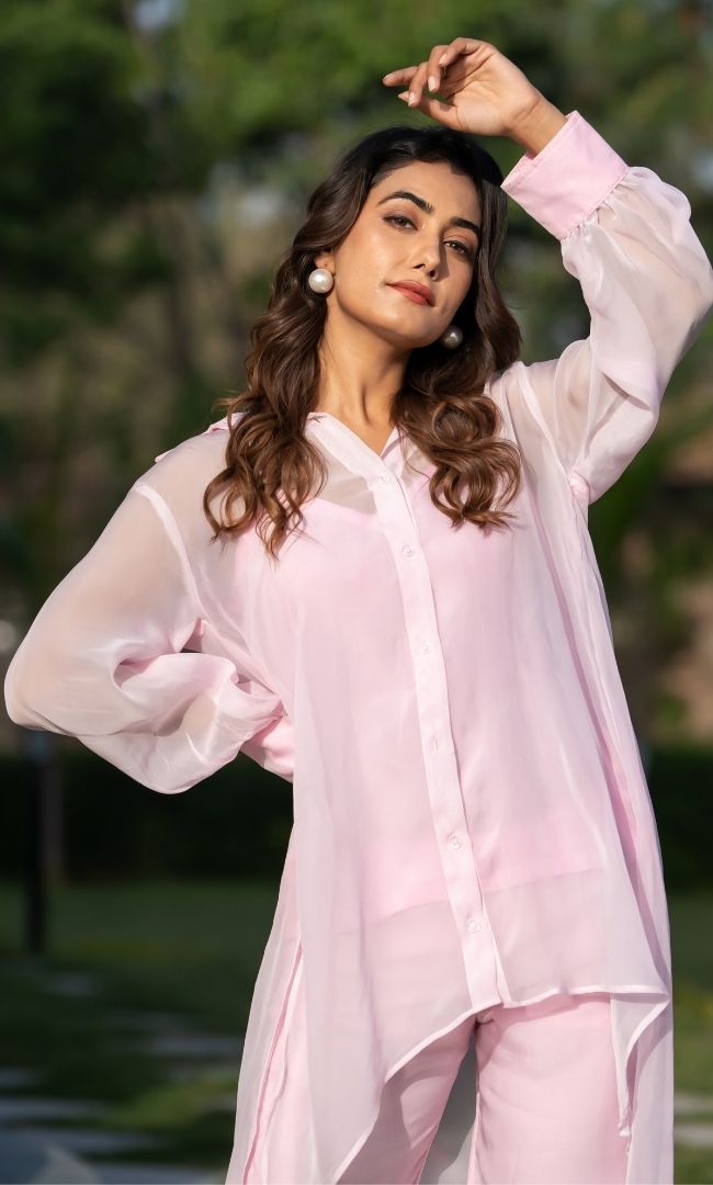 Baby Pink Colorblock Co-ord Set