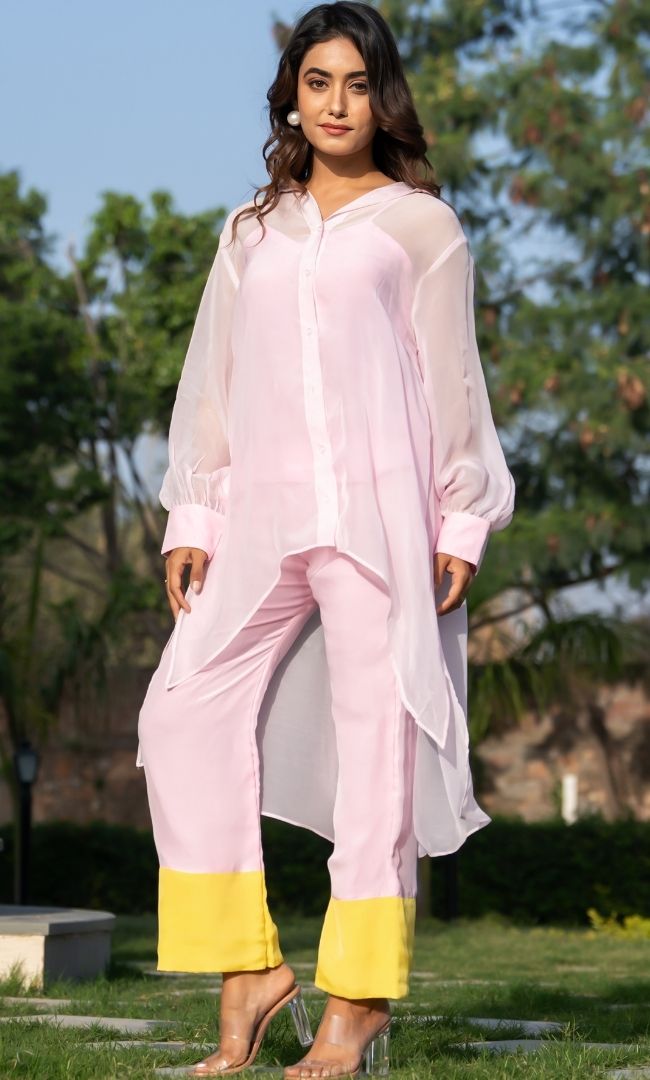 Baby Pink Colorblock Co-ord Set