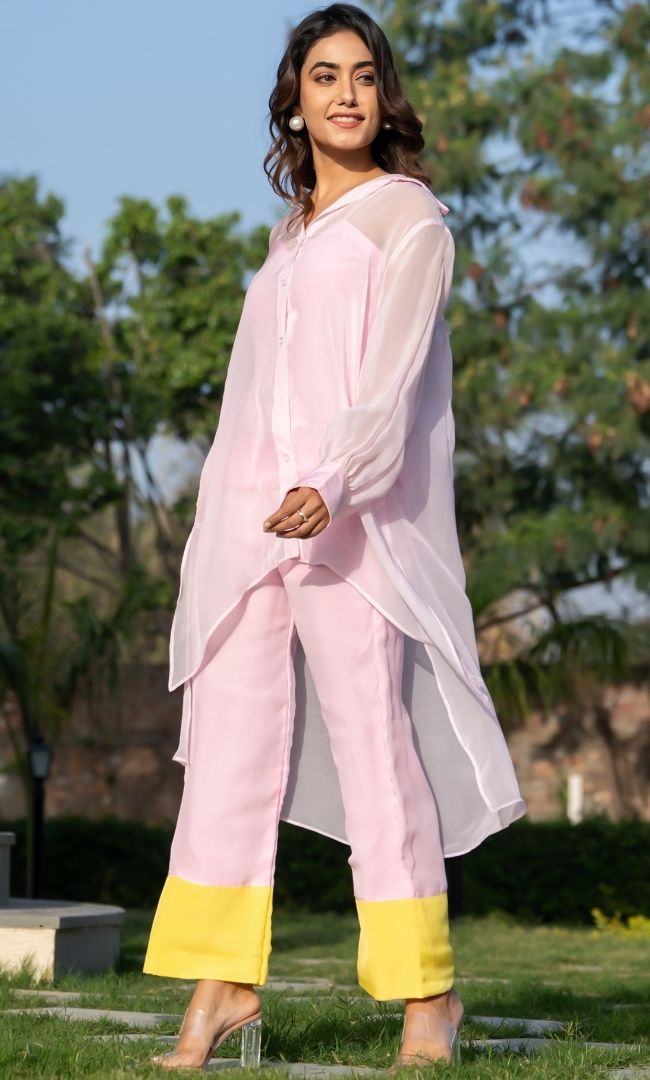 Baby Pink Colorblock Co-ord Set